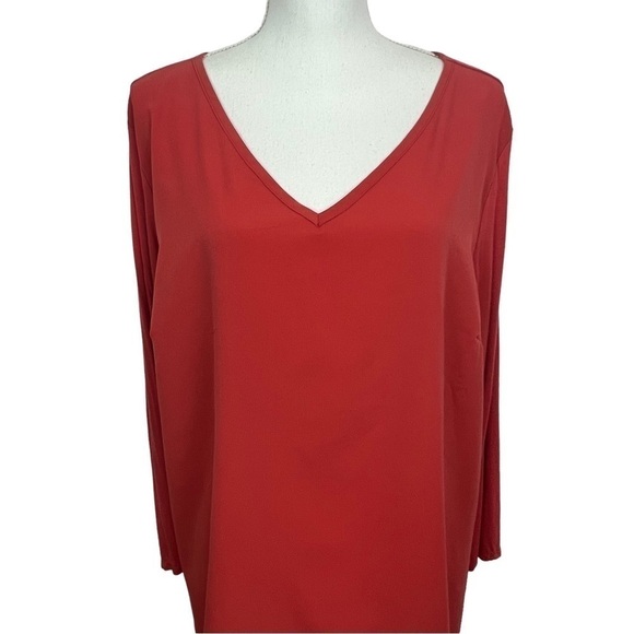LANE BRYANT Women’s Pullover Top Sz 3X (22) Orange Rust Color V-neck Long Sleeve - Picture 2 of 11